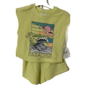 Infant Grayson Mini Girls 2 piece Waffle Yellow Set Paradise size 18m